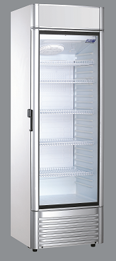 Kühlschrank mit Glastür 400 l silber